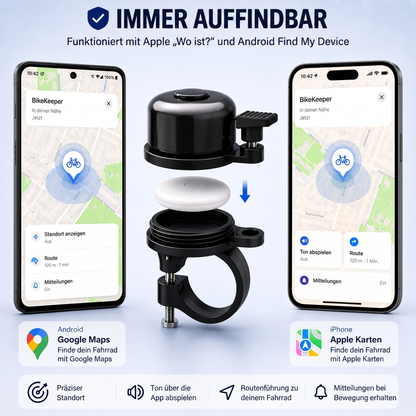BikeKeeper™ (inkl. TagMini) - Verborgener Fahrradschutz in einer Fahrradklingel
