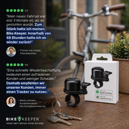 BikeKeeper™ (inkl. TagMini) - Verborgener Fahrradschutz in einer Fahrradklingel