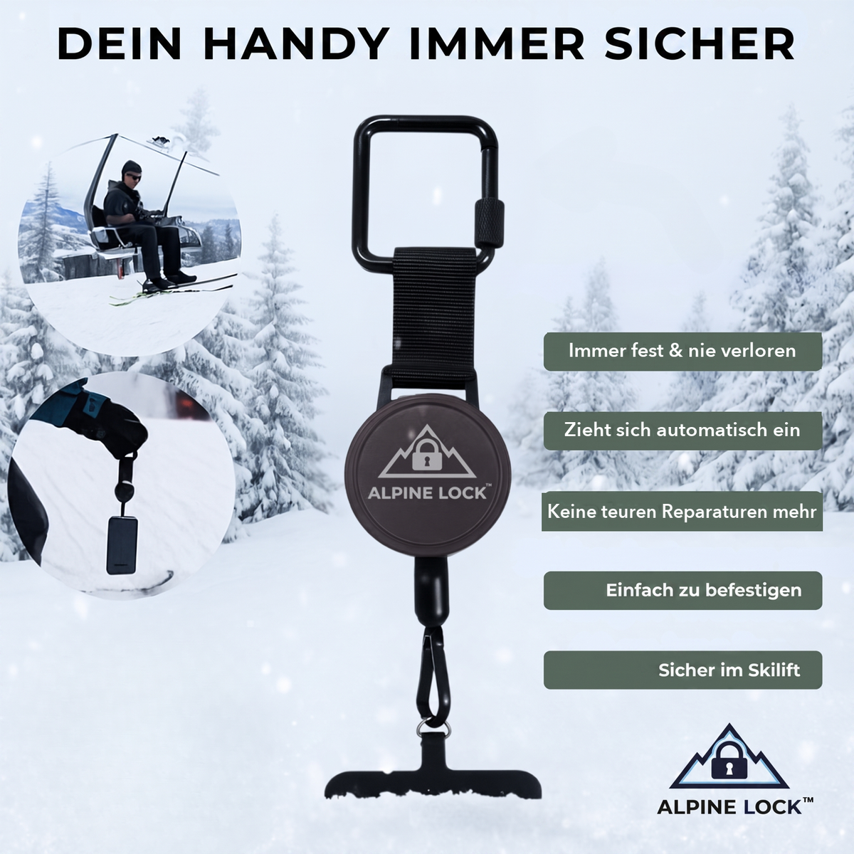 AlpineLock™ - Wintersport Sicherungsband für Telefon