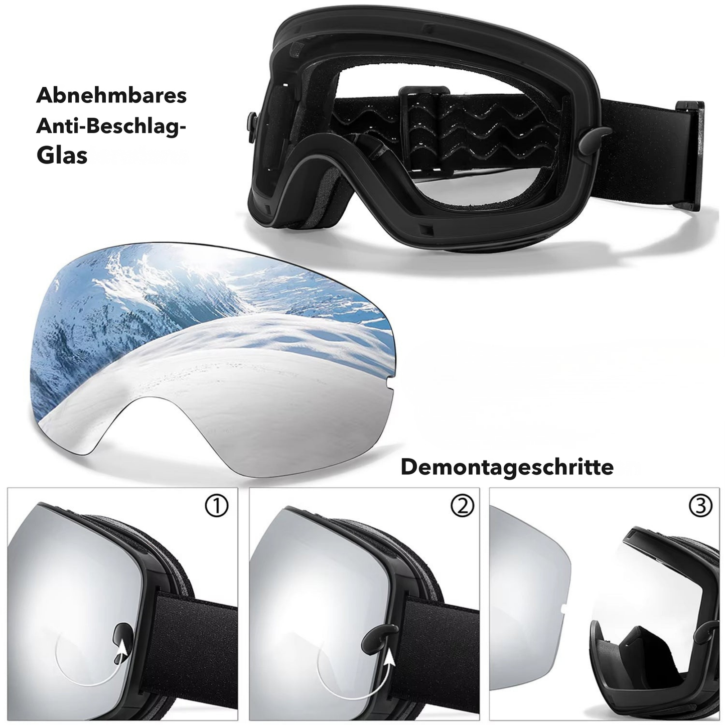 AlpineSight Pro - Skibrille (auch geeignet für Brillenträger)