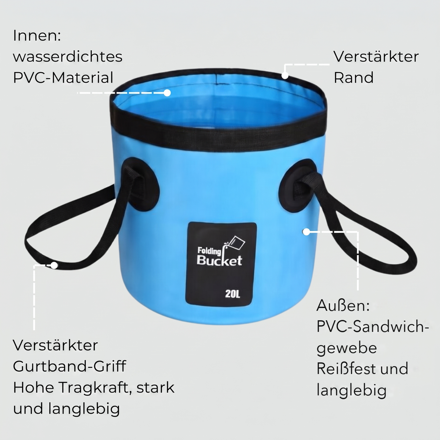 AquaFold™ Faltbarer Eimer 12L-20L - Einfach einpacken & mitnehmen