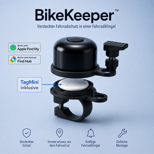 BikeKeeper™ (inkl. TagMini) - Verborgener Fahrradschutz in einer Fahrradklingel