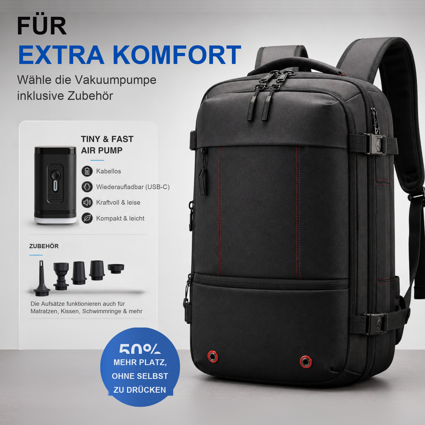 Carry On™ Vakuum-Rucksack - 2x mehr mitnehmen ohne zusätzliche Gepäckgebühren.