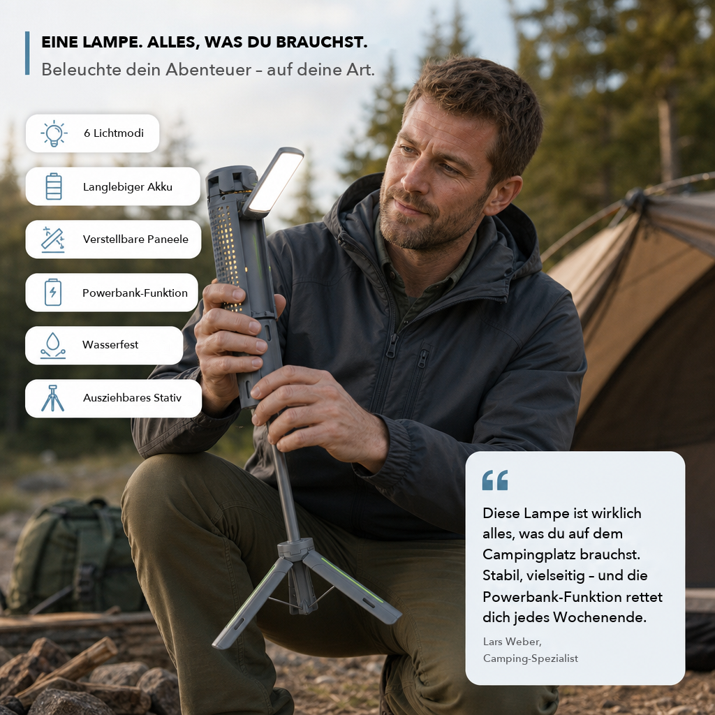 PowerGlow Pro Camp - Campinglampe und Powerbank in einem
