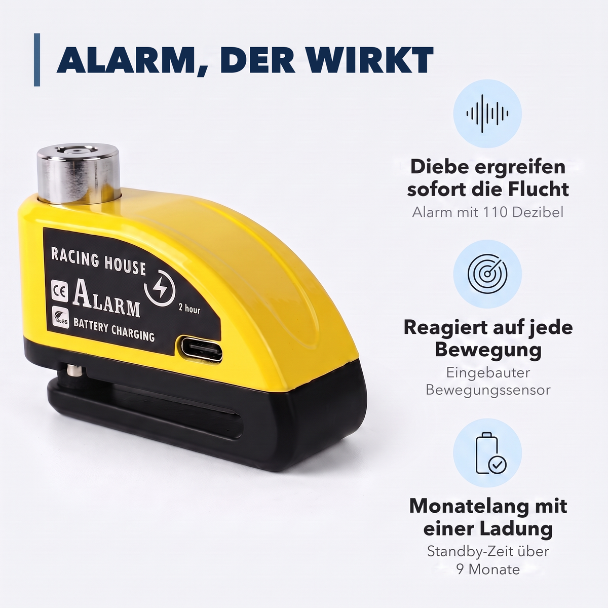SecurRide - Bremsscheibenschloss mit 110 dB Alarm