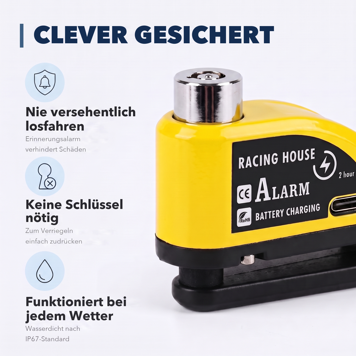 SecurRide - Bremsscheibenschloss mit 110 dB Alarm