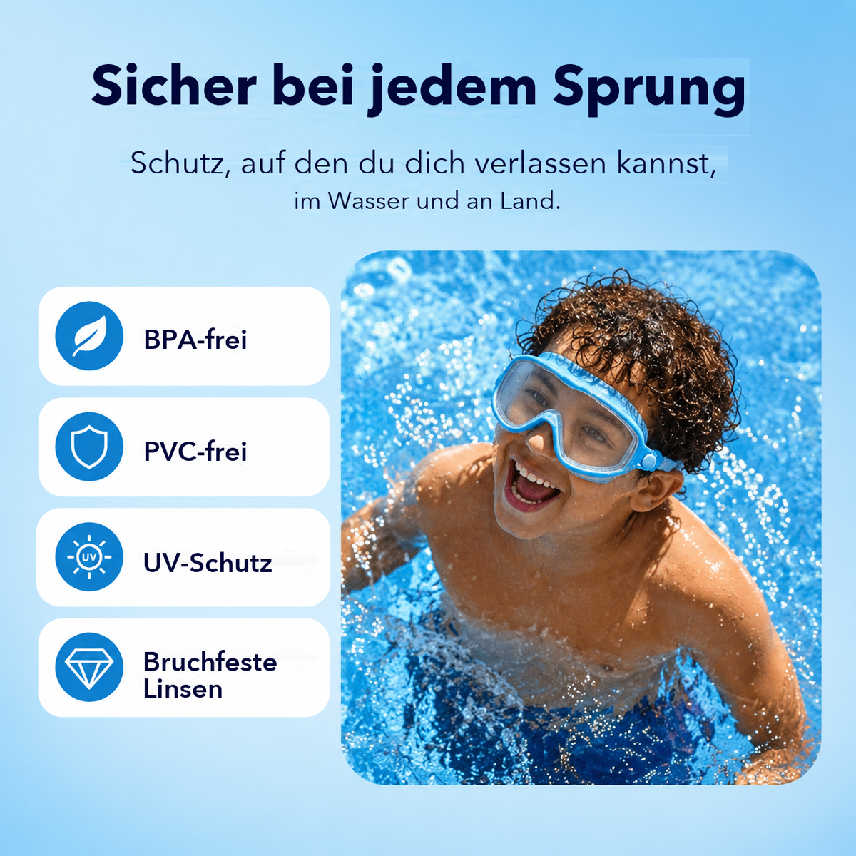 SwimSnap™ - Die Schwimmbrille, die Kinder selbst aufsetzen.